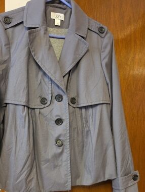 LOFT Slate Blue Trench-Style Button Front Jacket